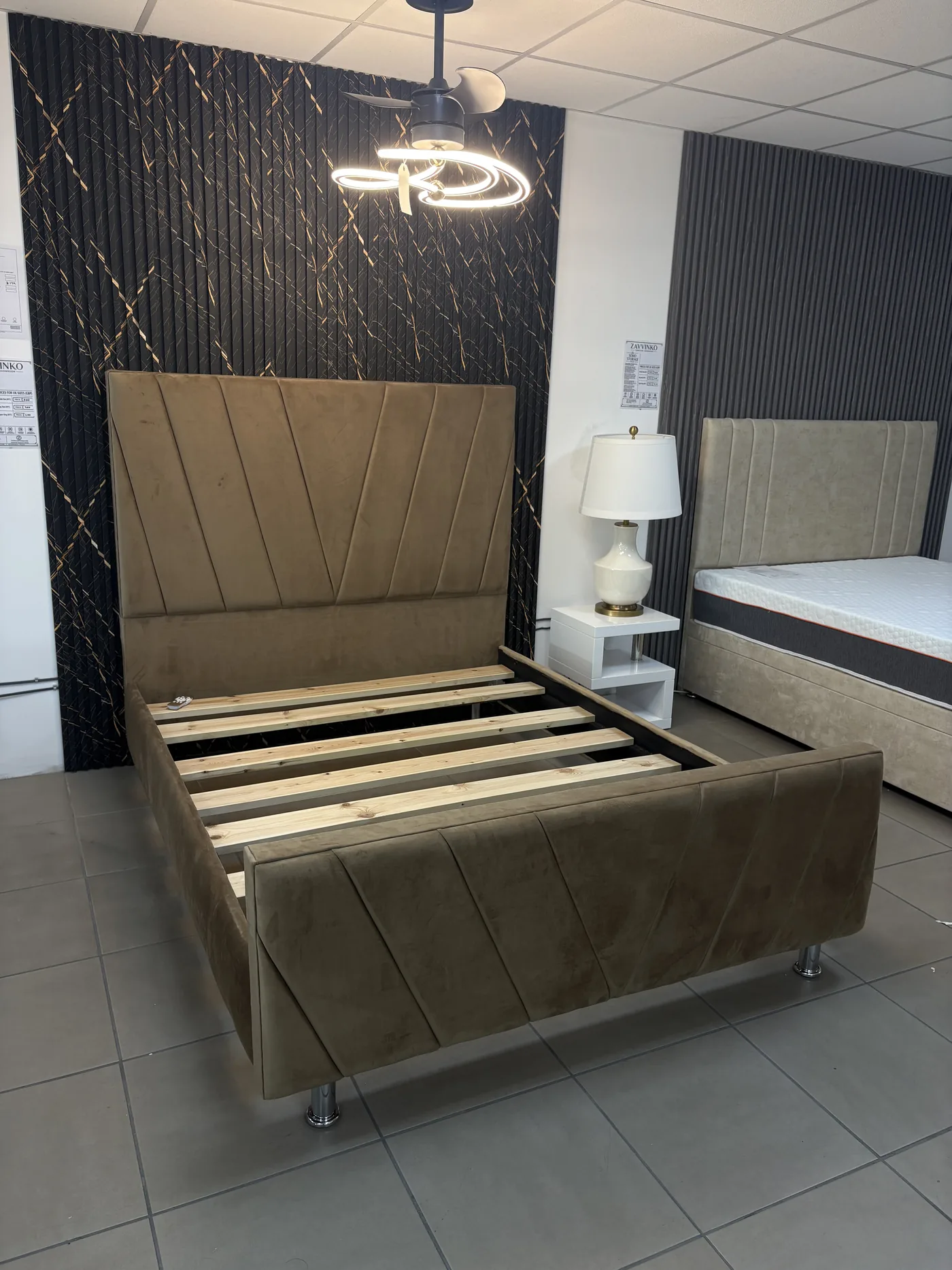 Milan Velvet Bed, view 2