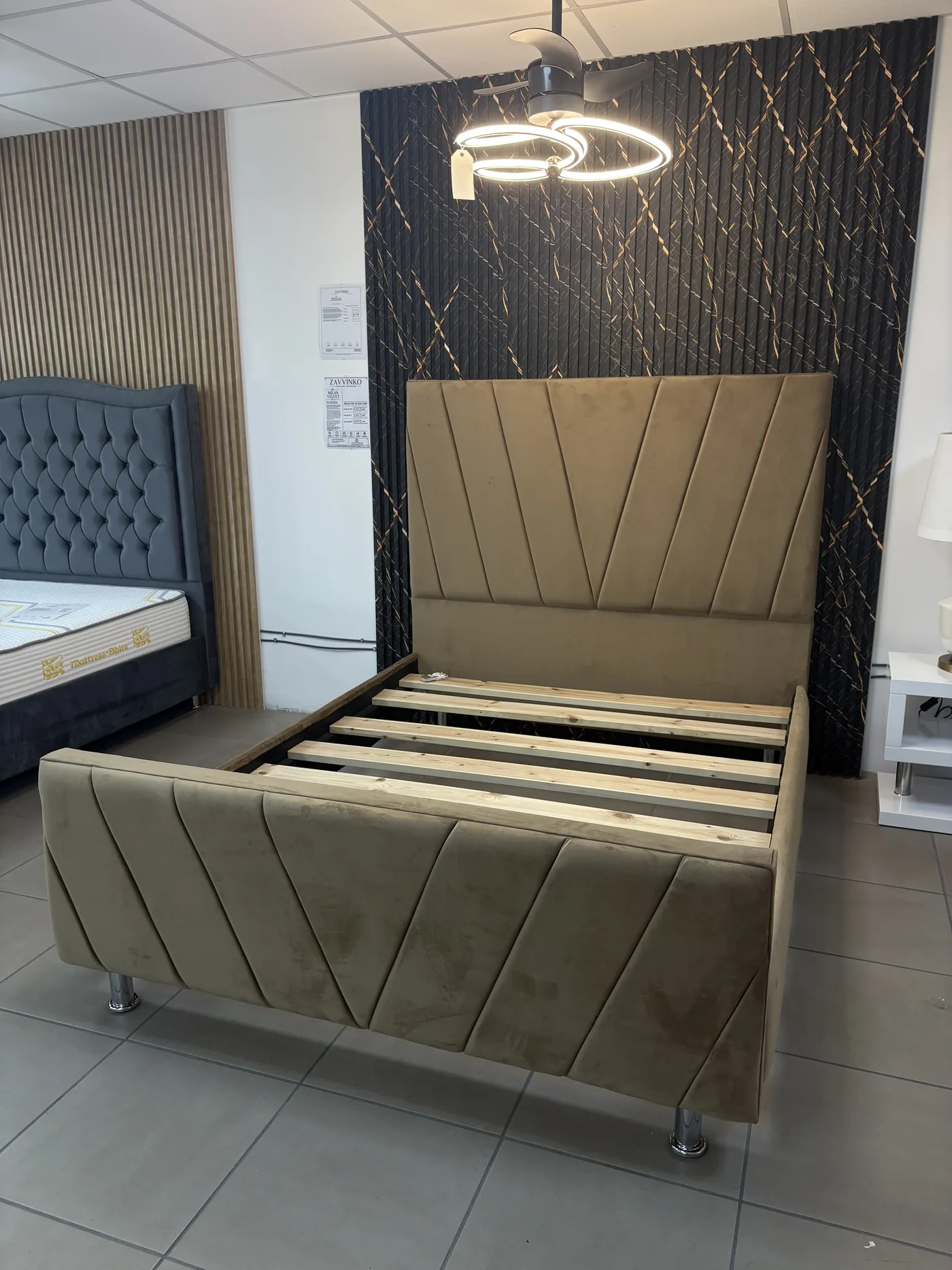 Milan Velvet Bed, view 3