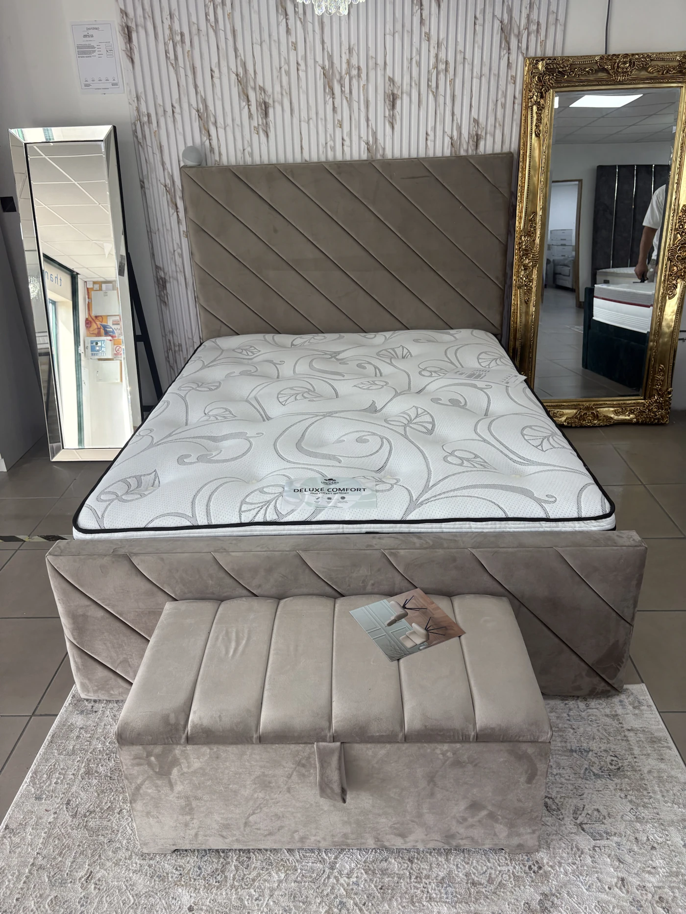 Panelled Headboard Ottoman Bed