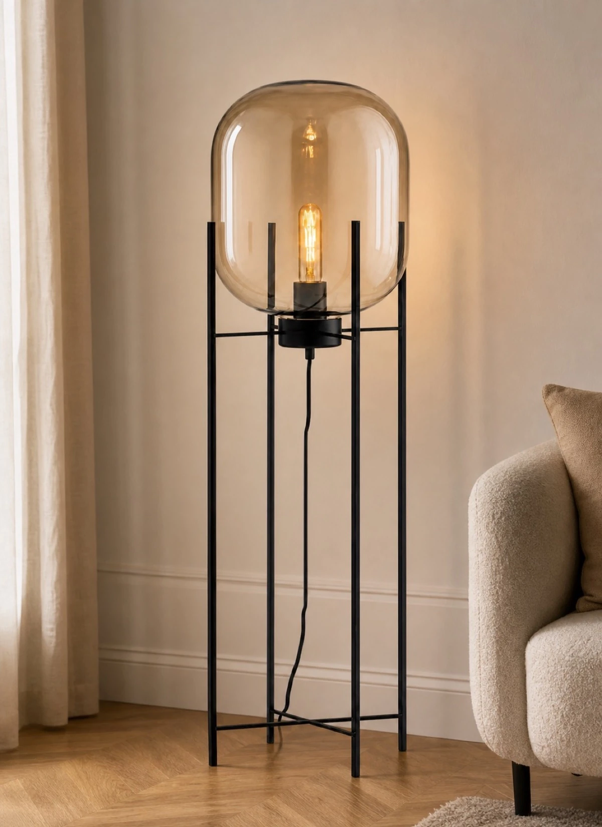 Amber Glass Floor Lamp