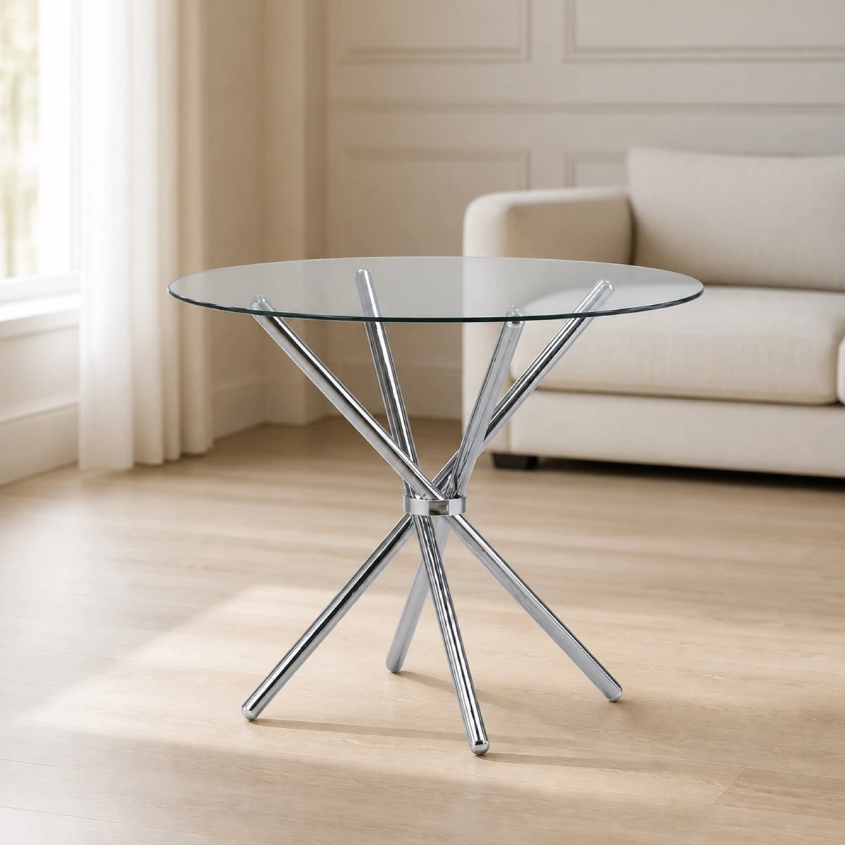 Atlas Glass Top Round Dining Table 90cm