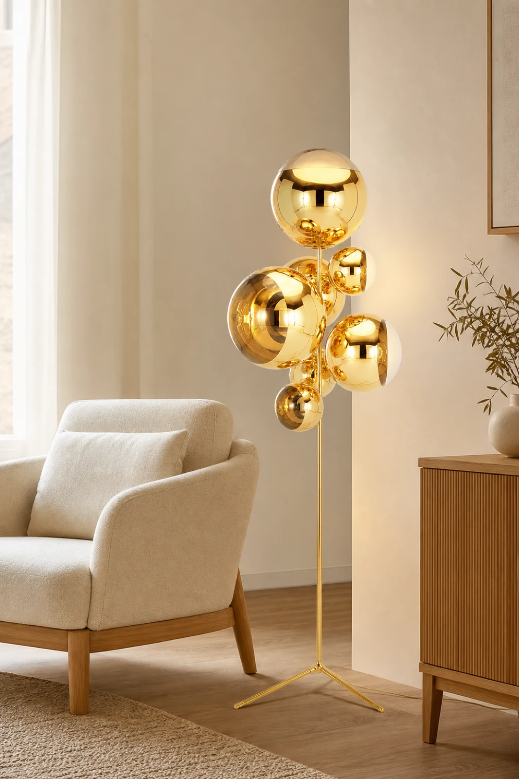 Ball Cluster Floor Lamp, Gold or Chrome