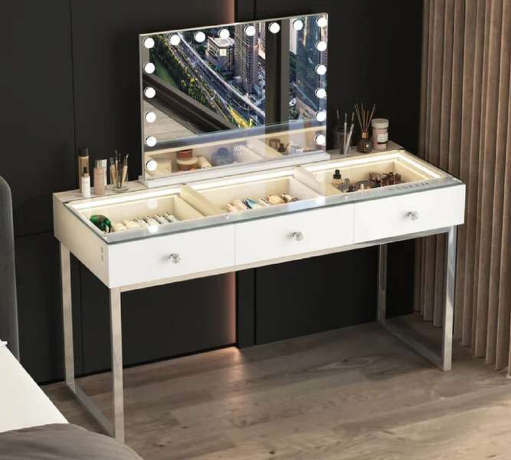 Billie Vanity Desk with 3 Drawers and LED