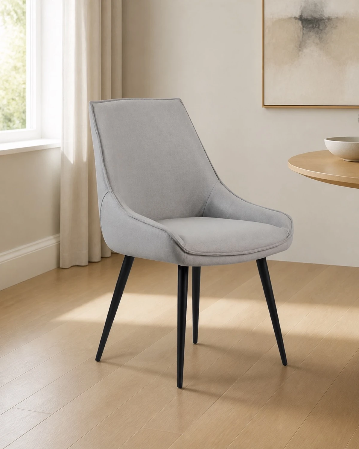 Cali Grey Dining Chair with Black Legs