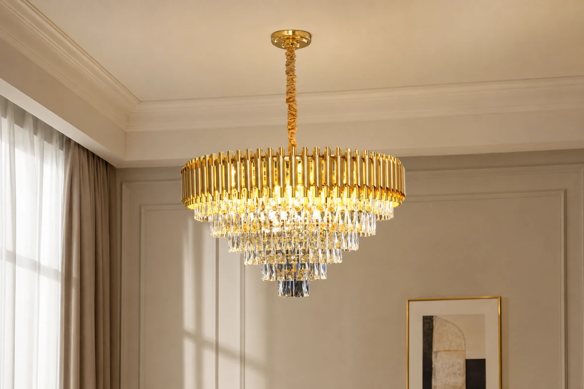 Champagne Crystal Cone Chandelier