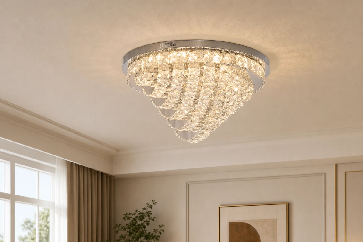Cone Crystal Ceiling Light with Bluetooth