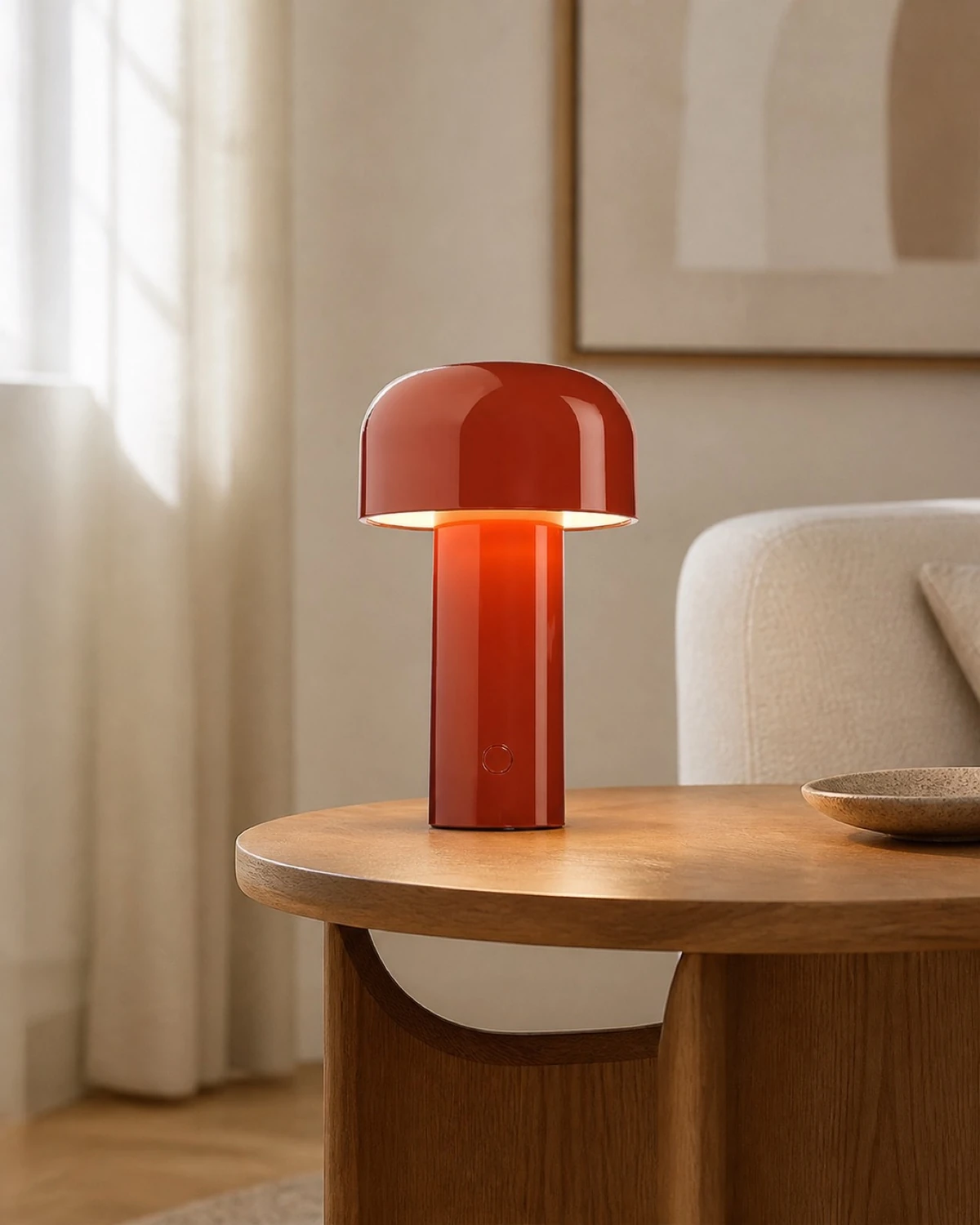 Cordless Mushroom Touch Lamp, Red, Grey or Yellow