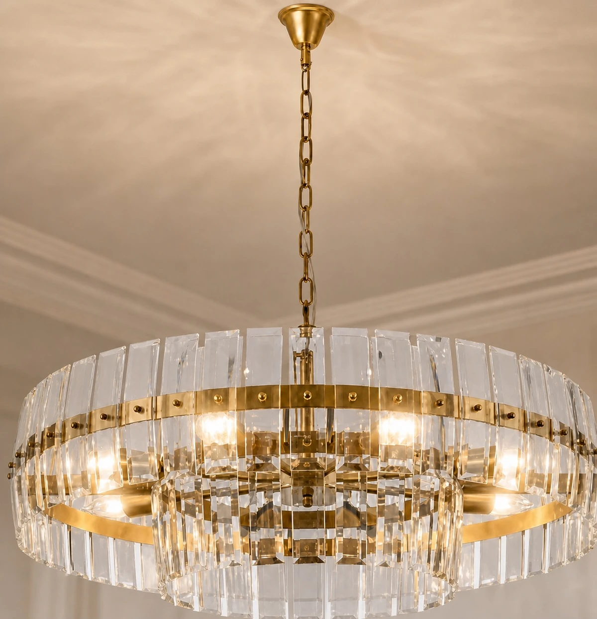 Crystal Ring Chandelier Gold 65cm