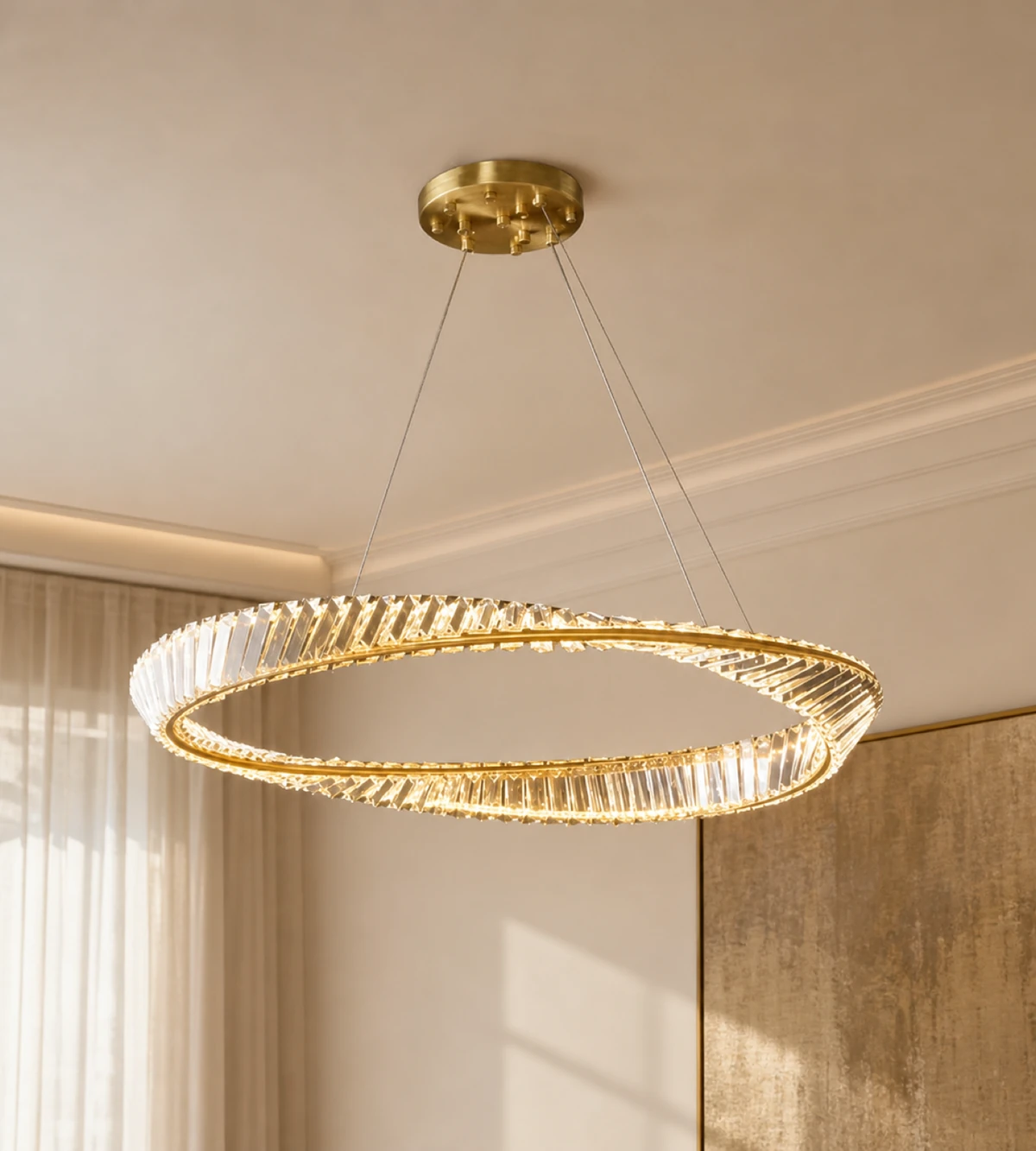 Crystal Single Ring Pendant Gold