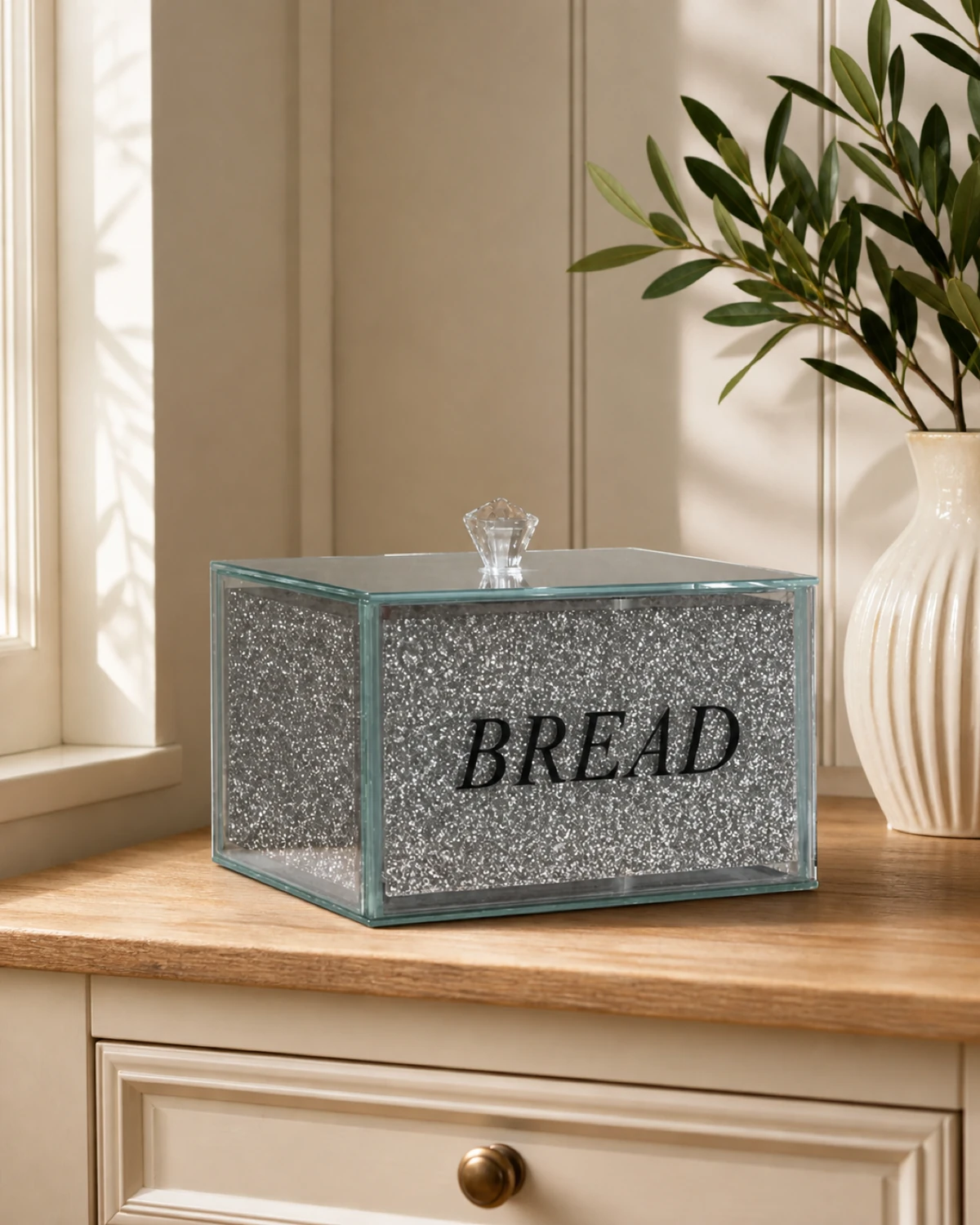 Diamond Crush Glass Breadbin