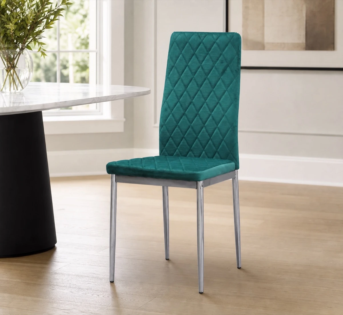 Diamond Stitch Velvet Dining Chairs, Set of 6