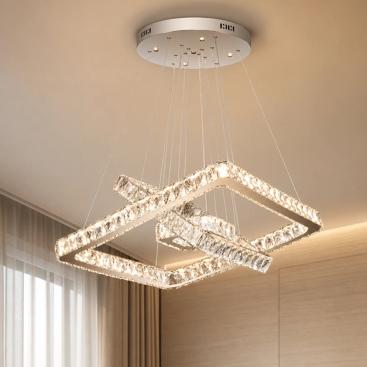 Double Square Crystal Chandelier