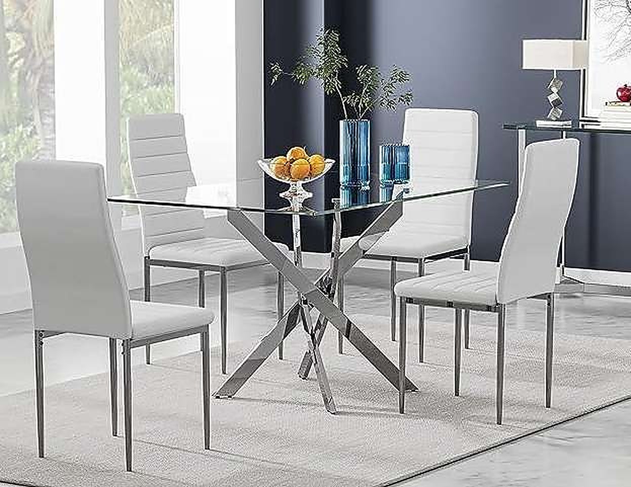 Glass Top Rectangular Dining Table 180cm