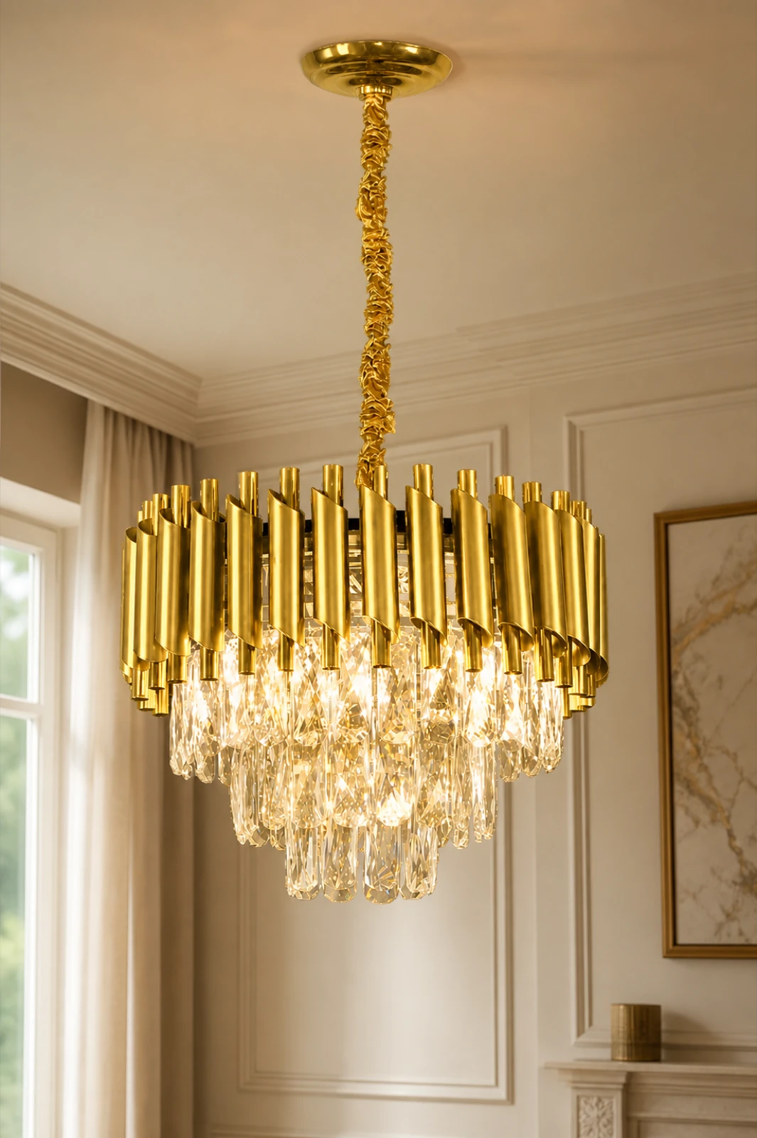 Gold Tiered Crystal Chandelier 40cm