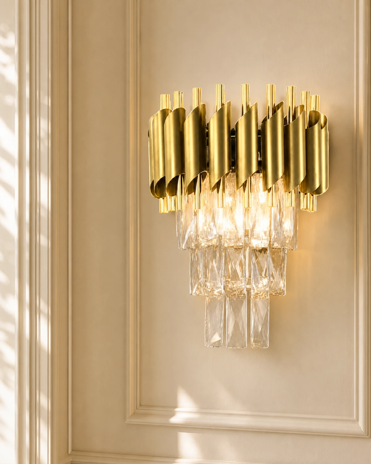 Gold Tiered Crystal Wall Light
