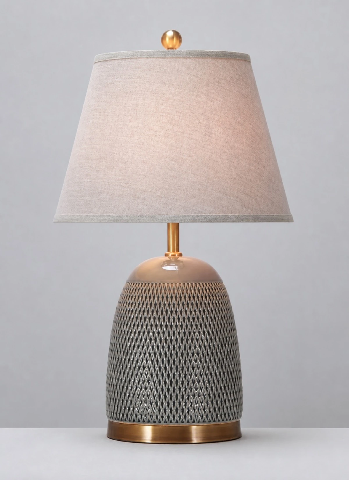 Grey Beaded Dome Table Lamp