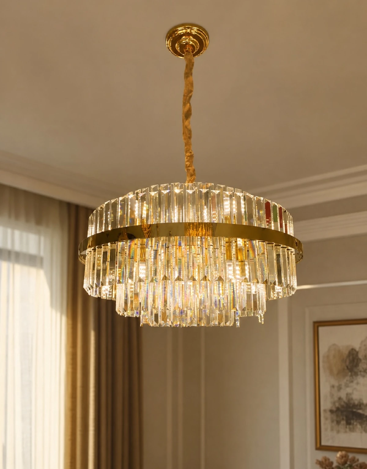 Iridescent Crystal Chandelier 60cm