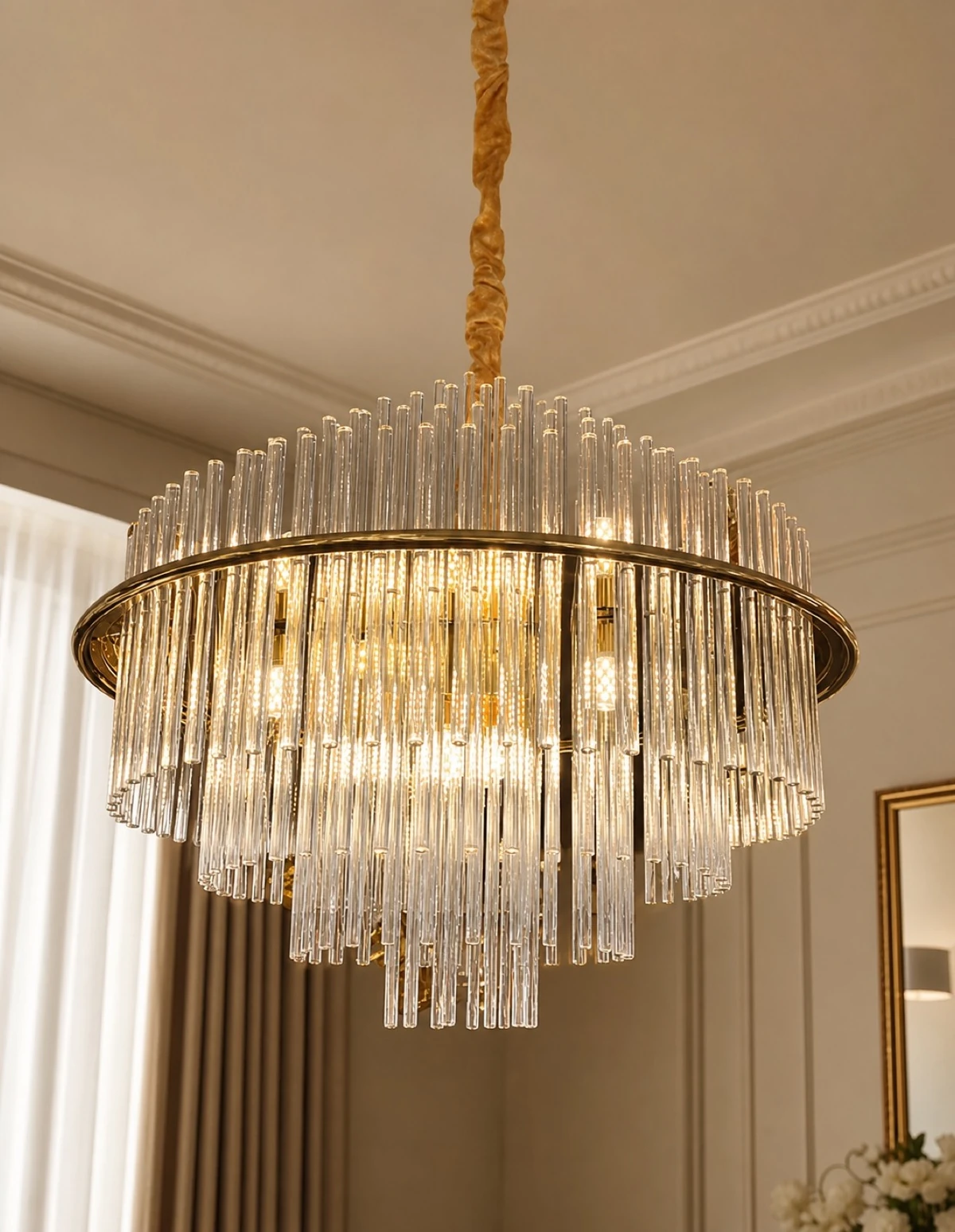 Iridescent Crystal Round Chandelier 80cm
