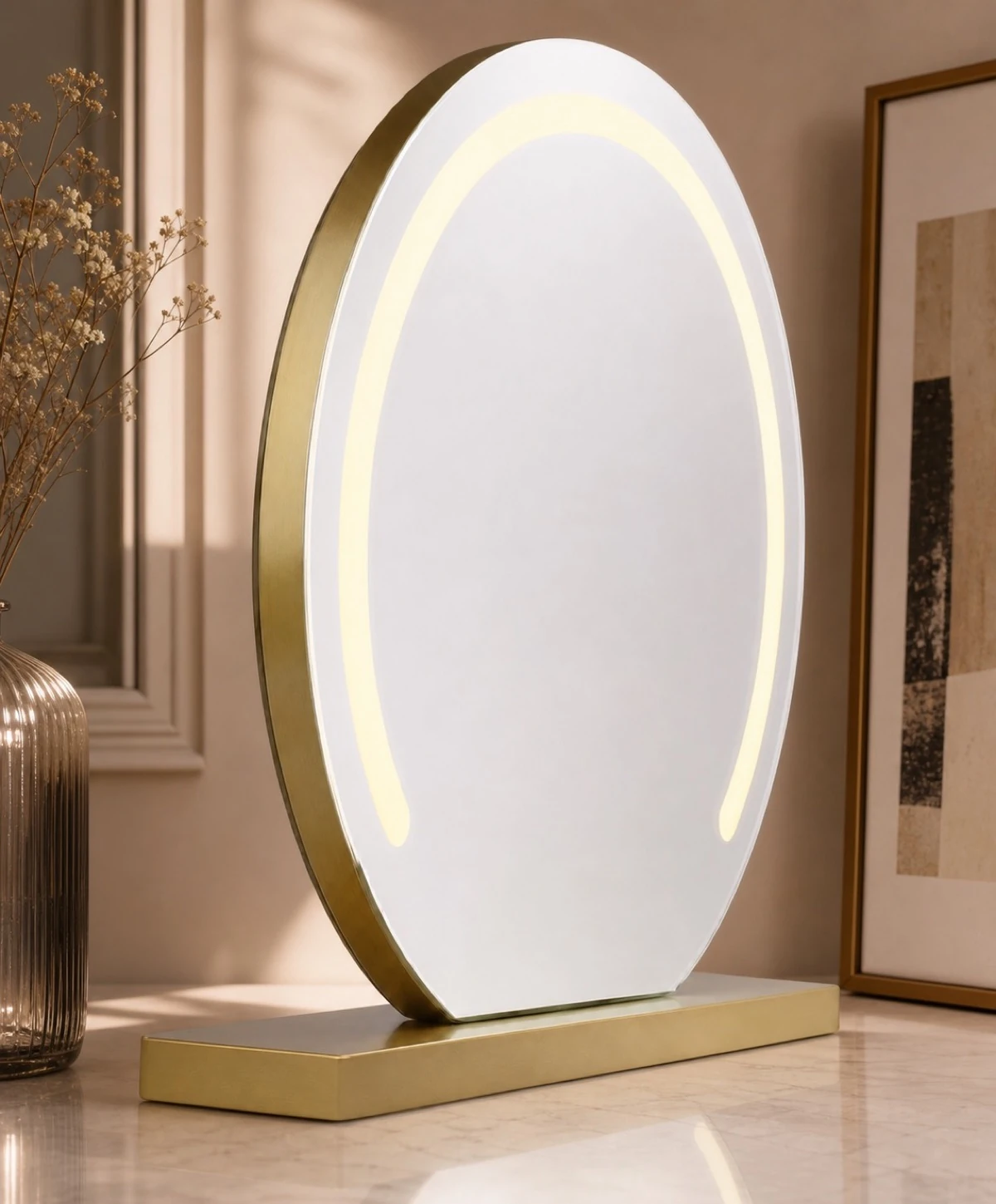 LED Ring Mirror Light Gold