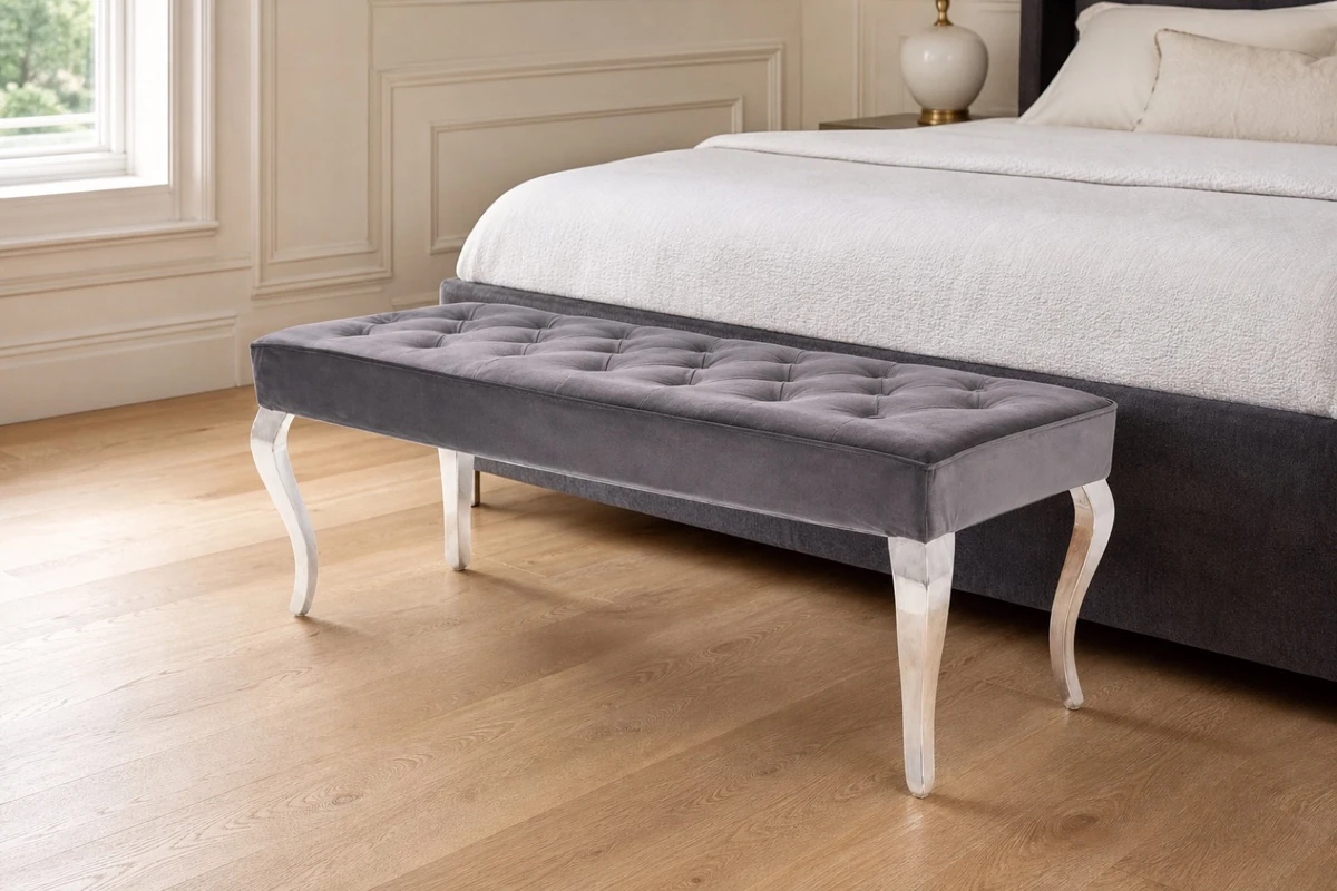 Louis Velvet Bench Dark Grey