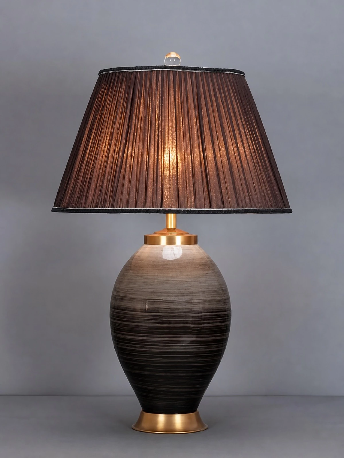 Ombre Black Table Lamp with Pleated Shade