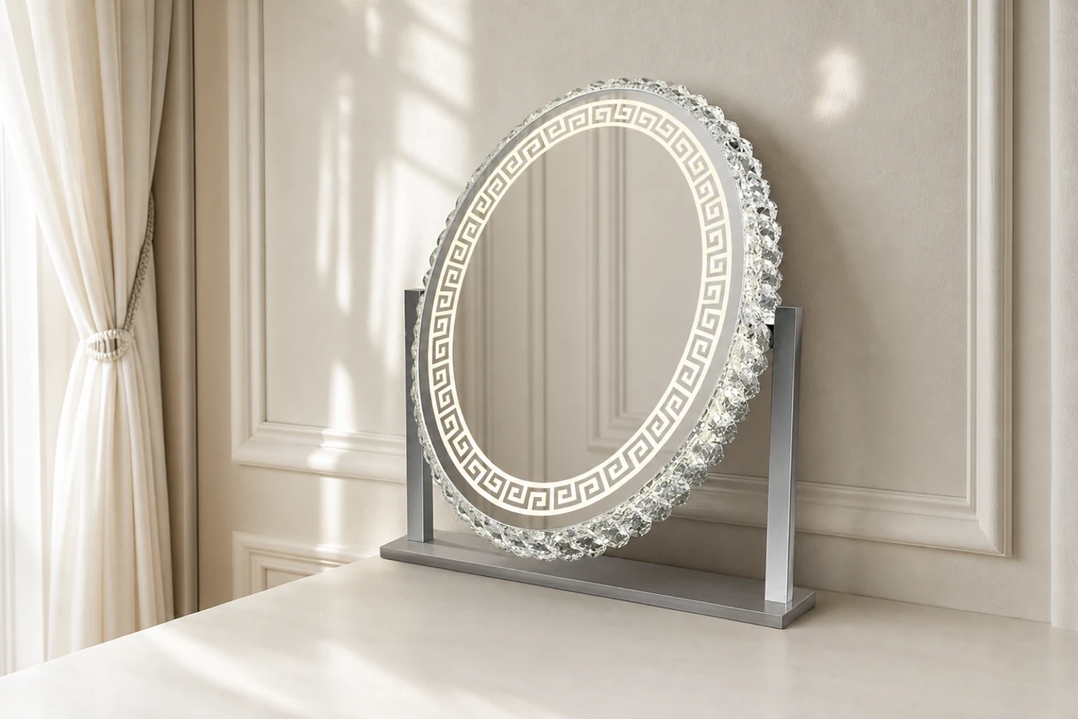 Patterned Oval LED Vanity Mirror