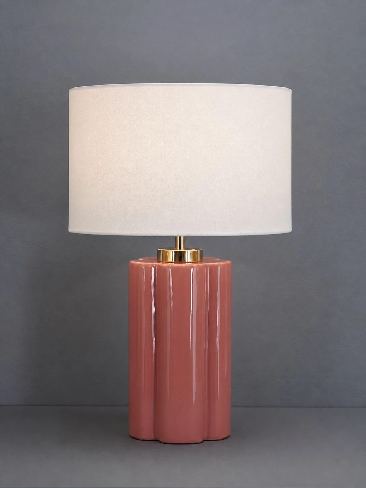 Pink Fluted Ceramic Table Lamp