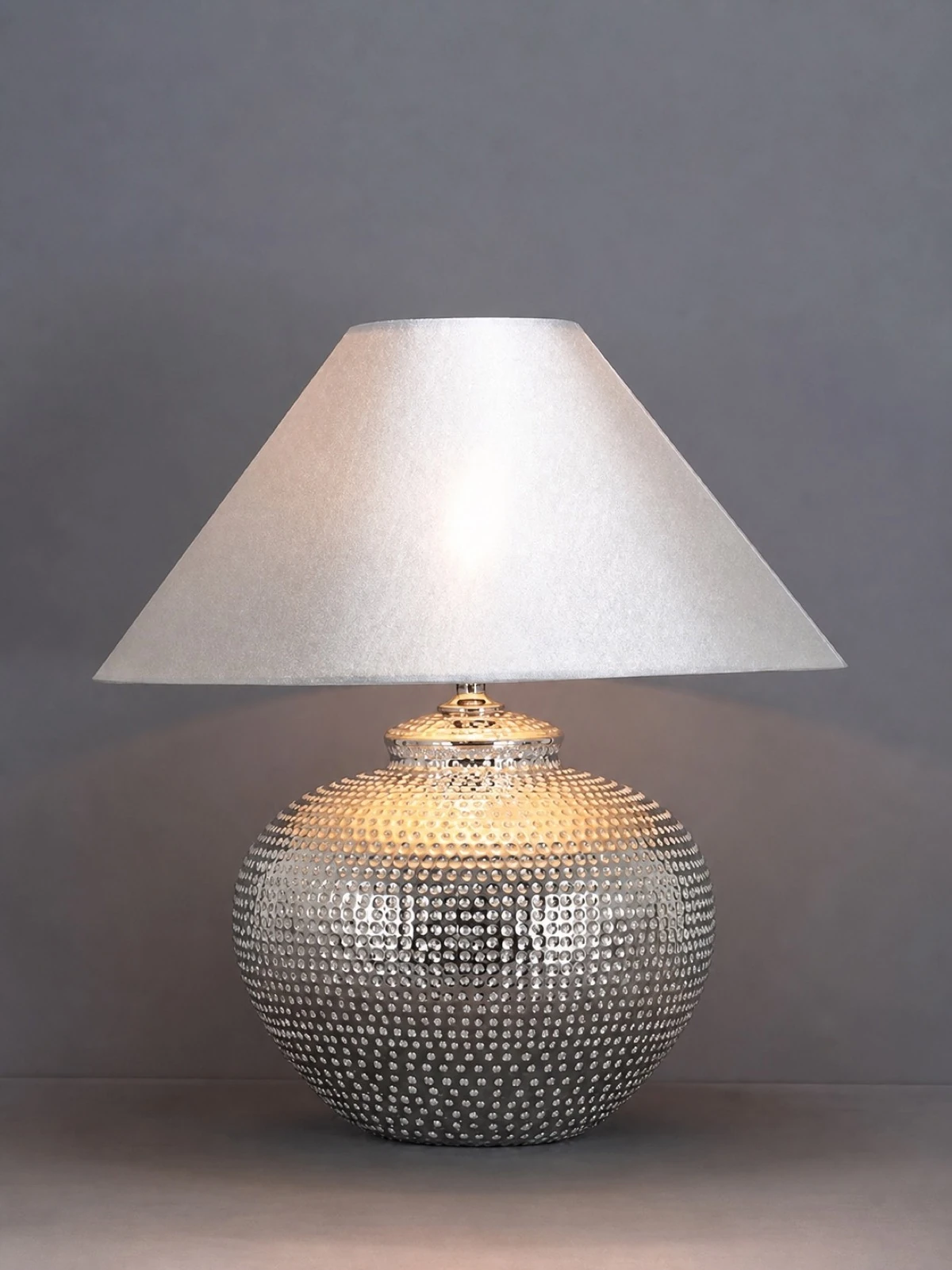 Silver Beaded Globe Table Lamp