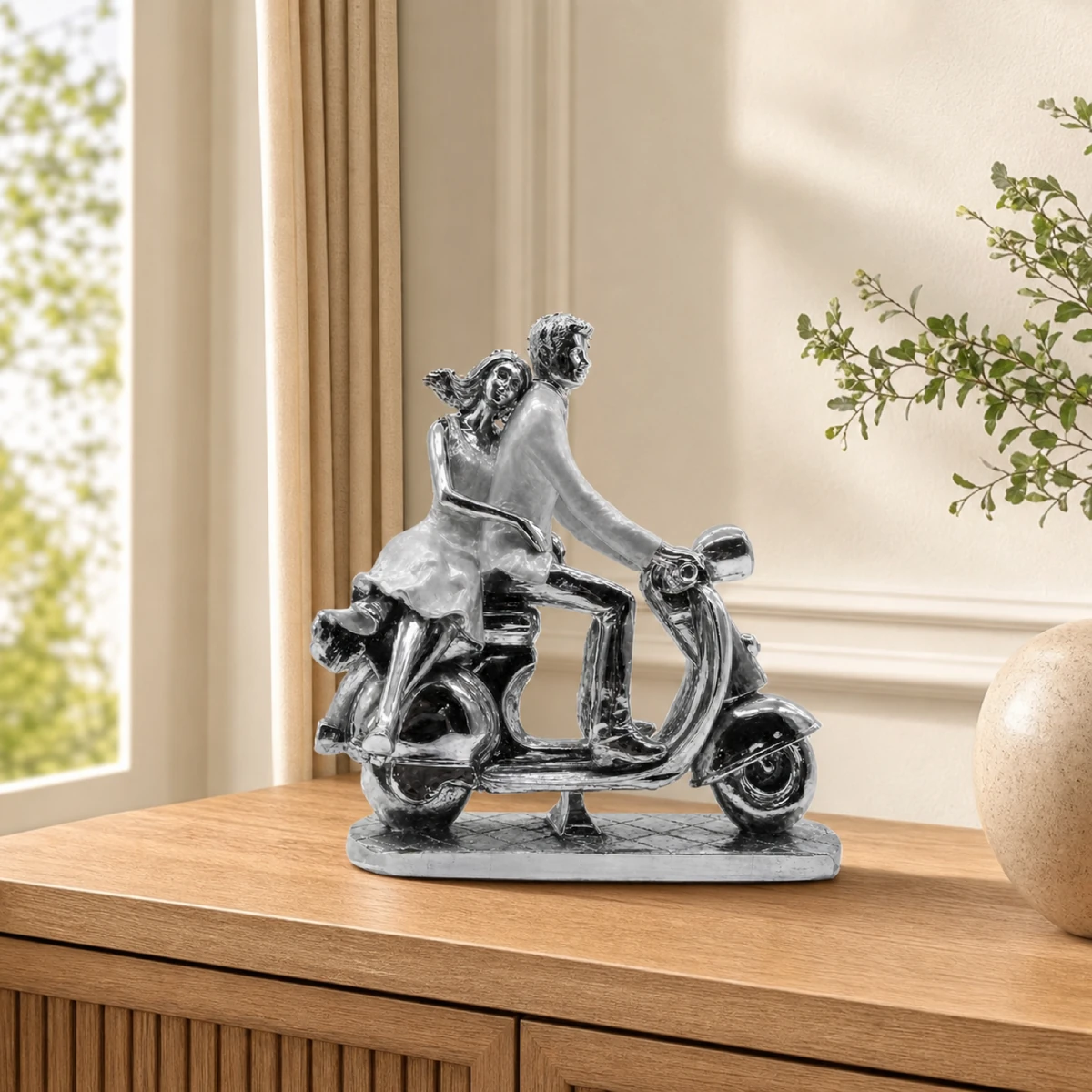 Silver Couple on Motorbike