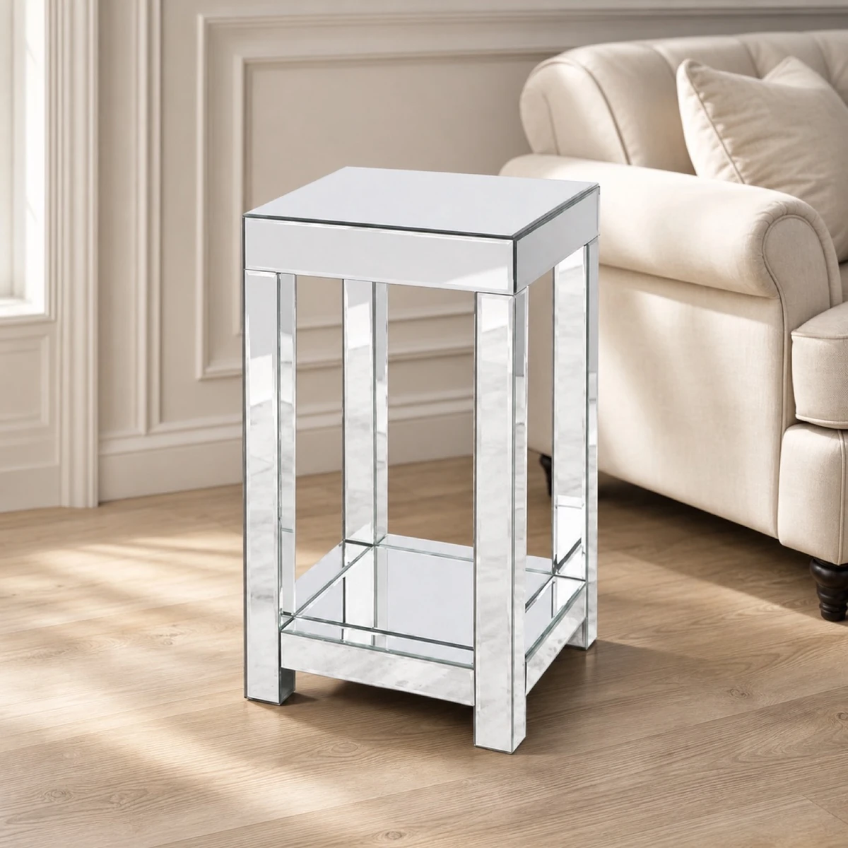 Small Square Mirrored Side Table