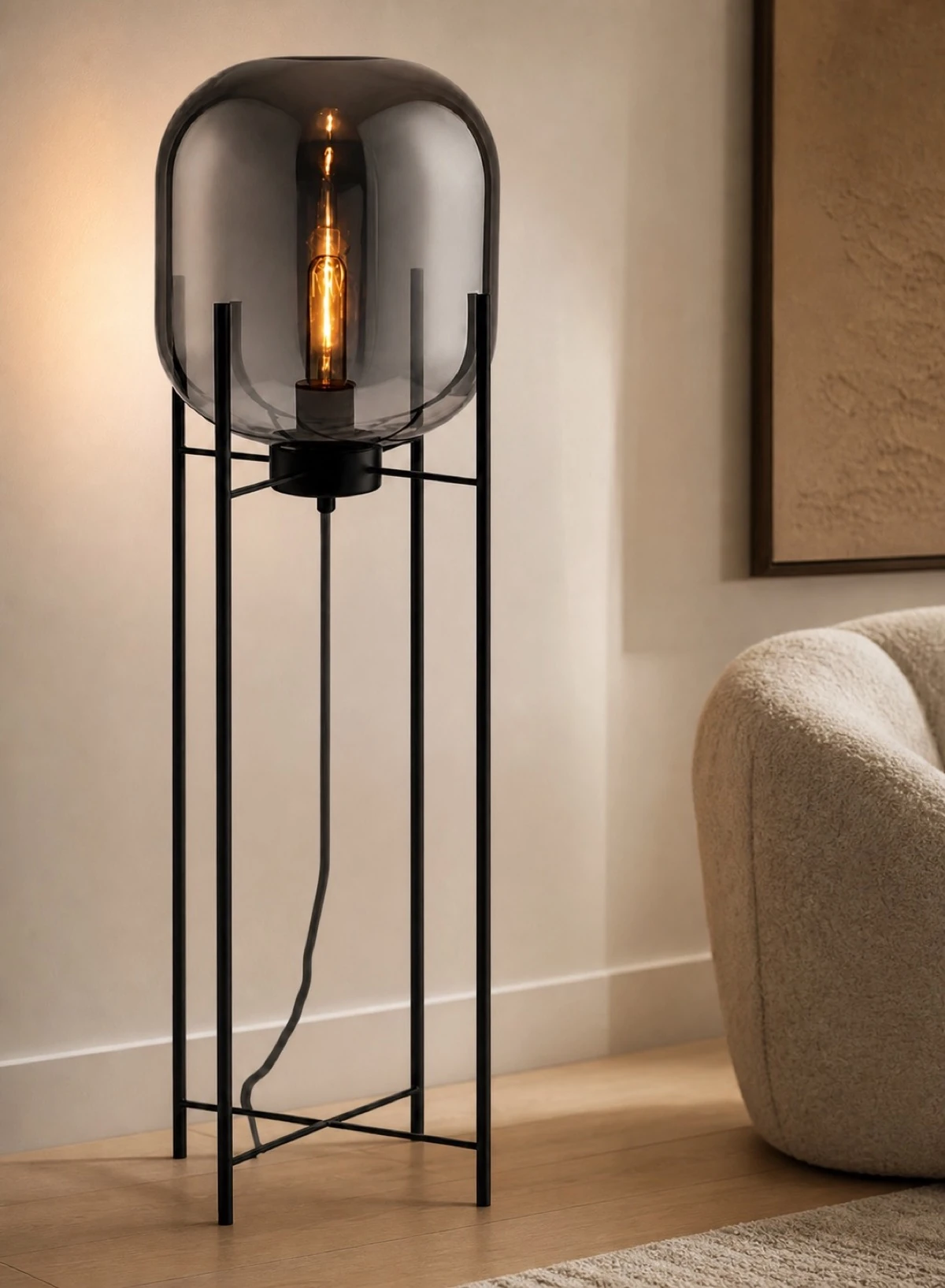 Smoked Glass Floor Lamp