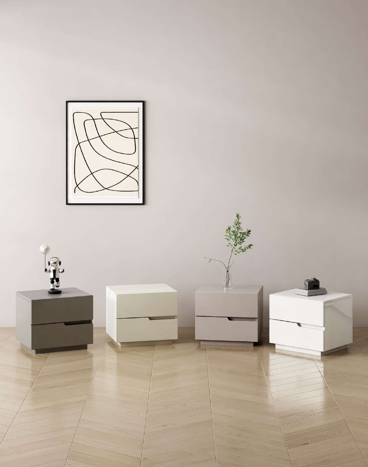 Stockholm Bedside Table White