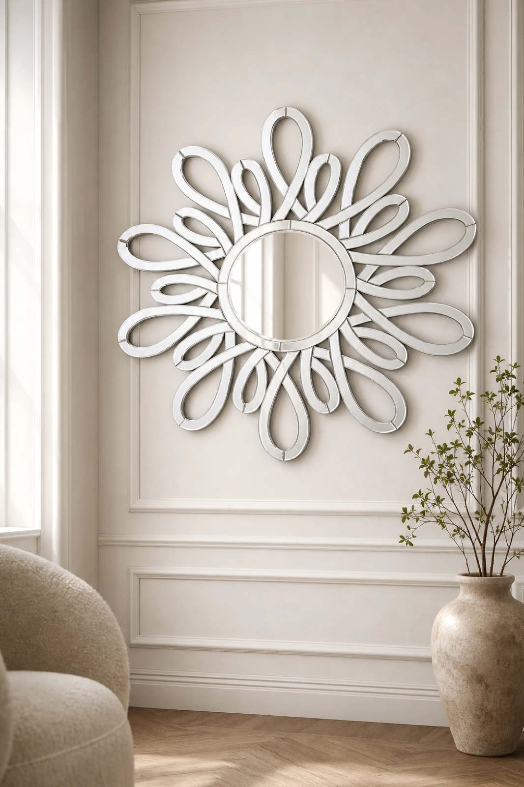 Swirl Round Wall Mirror 90cm