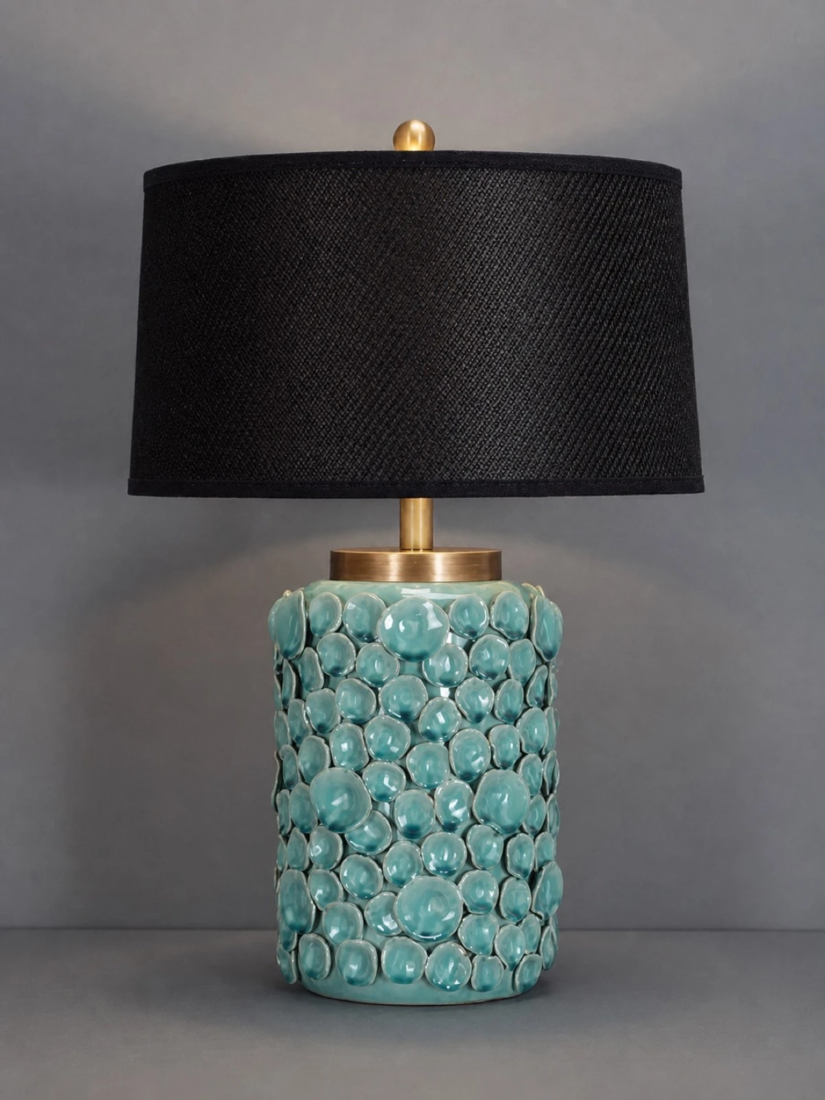 Teal Bubble Lamp with Black Shade