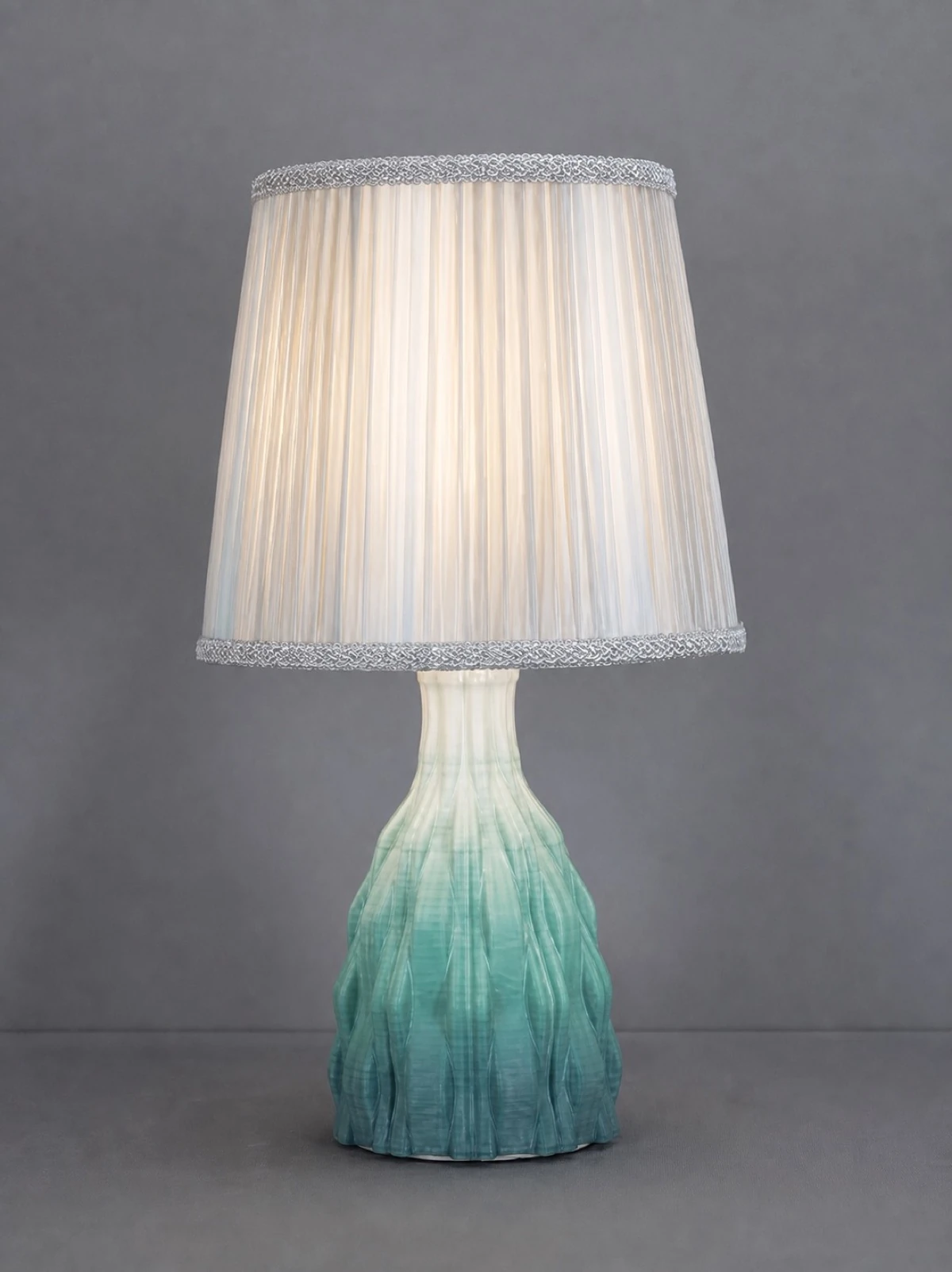 Teal Ombre Pleated Table Lamp