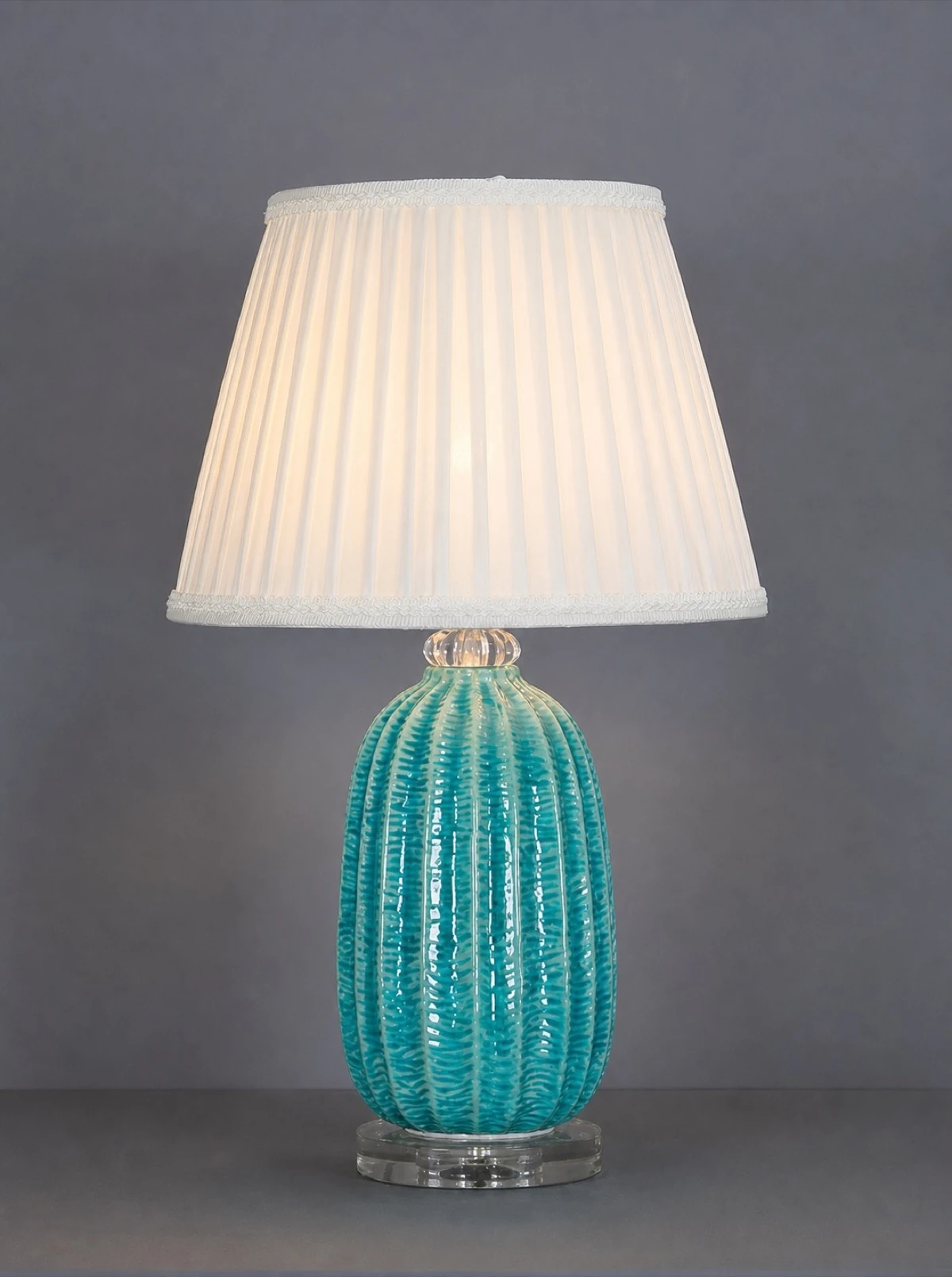 Turquoise Ribbed Table Lamp