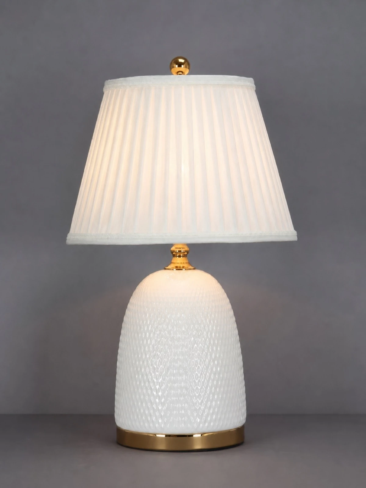 White Beaded Dome Table Lamp