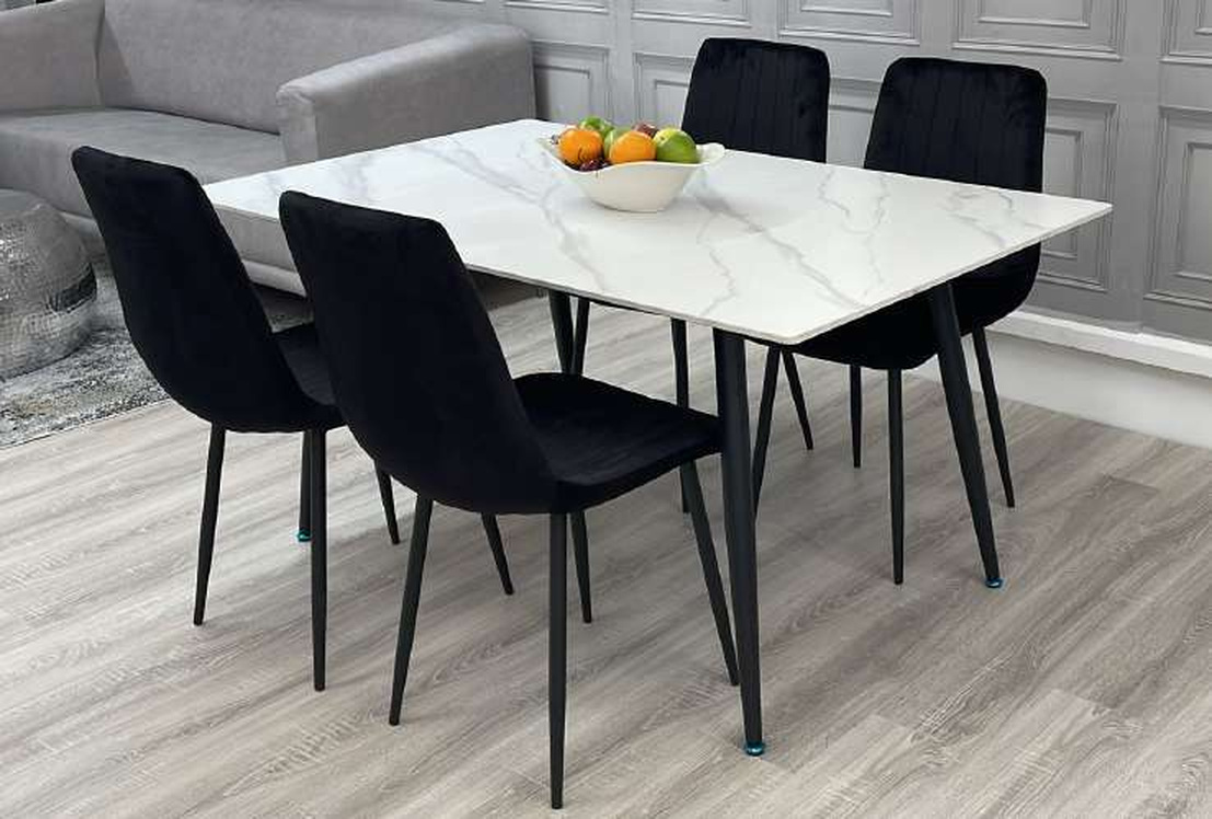 White Marble Effect Dining Table 150cm