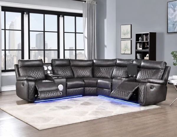 Durban Leather Recliner Sofa, view 2